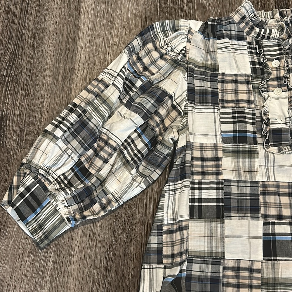 Antik Batik Patchwork Plaid Blouse - image 4